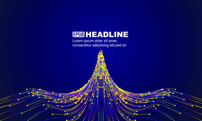 Poster - Colored dots and lines converged like an eagle flying with wings spread wide。