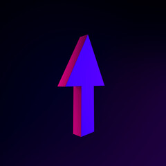 Poster - Up arrow neon icon. 3d rendering ui ux interface element. Dark glowing symbol.