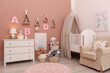© New Africa - Baby room interior with stylish furniture and comfortable crib