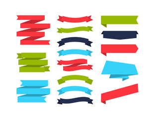 Wall Mural - Set of different shape ribbon banners. Colorful Banners collection. Flat design tags, labels, and ribbons. Vector illustration