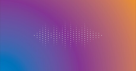 Composition of white sound frequency level meter dots on softly blended blue to orange background