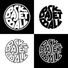 Set Of 4 Basketball Typography Graphics. Concept For Print Production. T-shirt Fashion Design.