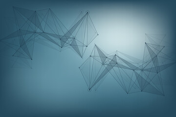 Fototapete - Geometric graphic background molecule and communication. Big data complex with compounds. Perspective backdrop. Minimal array Big data. Digital data visualization. Scientific illustration.