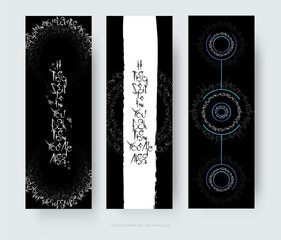 Poster - Vector illustration, lettering composition in circular design on black background