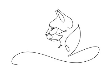 Poster - Cat profile in continuous line art drawing style. Minimalist black linear sketch isolated on white background. Vector illustration