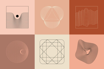 Fototapete - Vector set of linear boho icons and symbols - abstract logo design templates  and prints - design elements for decoration in modern minimalist style for social media posts, stories