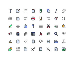 Poster - Text Editor Lineal Color Icon Set 