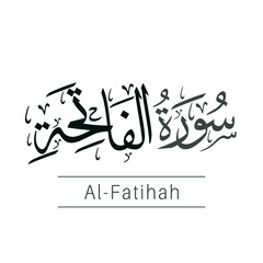 Wall Mural - Arabic calligraphy the name of the surah Al Fatihah and the translation chapter The Opener.