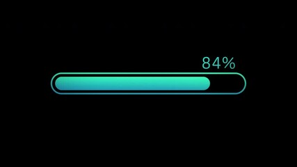 Wall Mural - blue progress bar animation, percentage loading on a black background