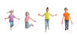 © New Africa - Cute happy children with jumping ropes on white background, collage. Banner design