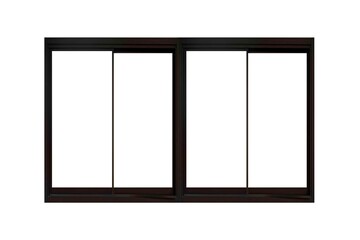 Wall Mural - Black sliding aluminum window frame isolated on a white background