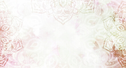 Wall Mural - Soft, subtle pastel mandala background, frame - white, pink, bronze - wedding, stationery