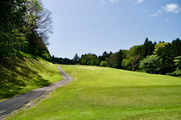 Sticker - The fairway at Japanese golf course in Shizuoka.