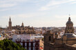 Catedral y Giralda con la Iglesia de la Anunciacion en la ciudad de Sevilla o Seville, comunidad autonoma de Andalucia o Andalusia, pais de España o Spain