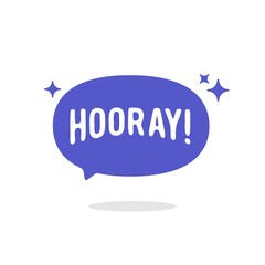 hooray blue bubble chat speech vector, concept of happy and positive expression, Yay flat vector Illustration isolated on white background