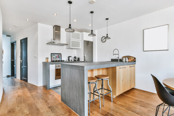 A bright luxury kitchen in an elegant house