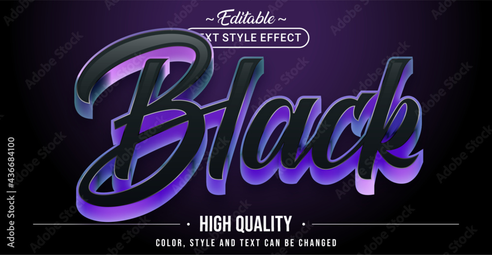 Editable text style effect - Black text style theme. Stock Vector ...