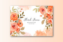 Watercolor Rose Flower Frame Background