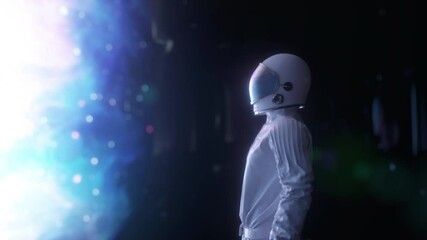Wall Mural - alone astronaut in futuristic spaceship room