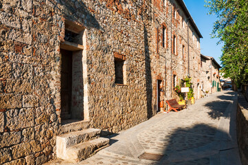 Wall Mural - Italy. Monteriggioni. Narrow town streets.