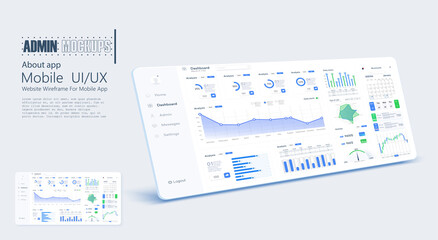 Poster - dashboard ui, ux, kit interface. admin panel statistical chart maps, web page data charts, and graph