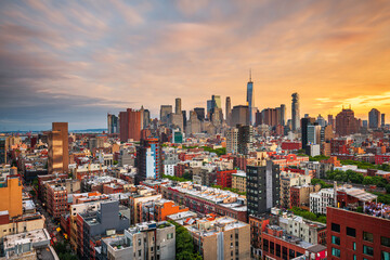 Fototapete - New York, New York, USA Lower Manhattan City Skyline