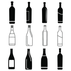 Wall Mural - Wine bottle with wine glass icon. symbol set symbol vector elements for infographic web.