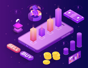 Poster - digital money market, investment, finance, trading