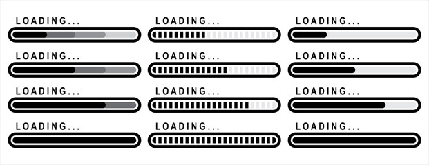 Loading icons set. Load. Load bar collection. loading icons on white background.