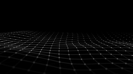 Poster - digital technology wave. abstract background with dots and lines moving in space. futuristic modern 