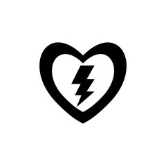 Canvas Print - Love heart with lightning thunderbolt icon isolated on white background