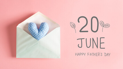 Wall Mural - Father's Day message with a blue heart cushion