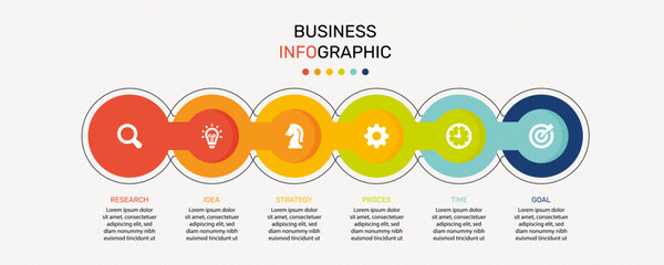 Business infographic element with 6 options