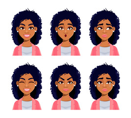 Sticker - Face expressions of African American woman