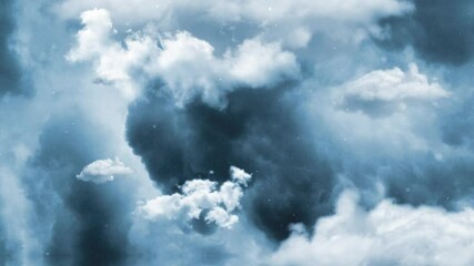 Wall Mural - flying into the blue cloud filled sky 4k loop features a camera view flying into a cloudy sky with s