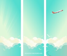 Cloudy Sky Vertical Poster Airplane