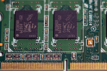 Computer RAM, system memory, main memory, random access memory, internal memory, onboard, computer detail, close-up.