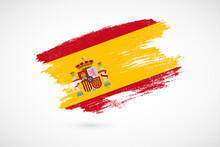 Happy National Day Of Spain With Vintage Style Brush Flag Background