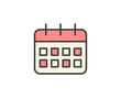 © RaulAlmu - Calendar flat icon. Thin line signs for design logo, visit card, etc. Single high-quality outline symbol for web design or mobile app. Marketing outline pictogram.