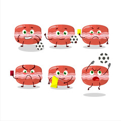 Poster - Red macaron cartoon character working as a Football referee