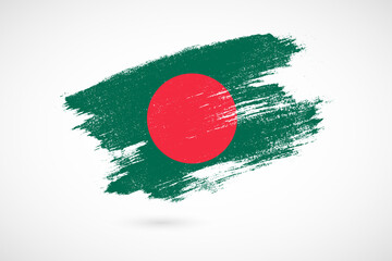 Wall Mural - Happy independence day of Bangladesh with vintage style brush flag background