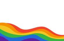 LGBT Rainbow Flat Wave Flag Flutter Of Lesbian, Gay, And Bisexual Colorful Frame Border Vector Background