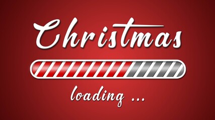 Fototapete - Christmas loading greeting card - white lettering and loading bar on red background - 3D Illustration