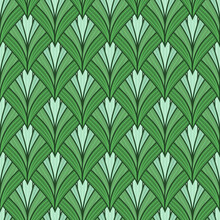 Seamless Pattern With Tulips In Flat Modern Style. Design From Multi-colored Tulips In Damascus Style. Vector Illustration