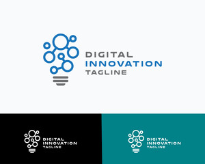 Fototapete - digital innovation creative logo lamp education template