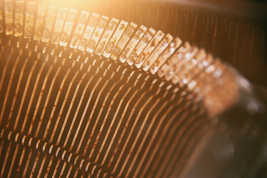 Close up image of vintage typewriter letters