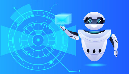 Poster - robot chatbot assistant modern robotic character artificial intelligence concept