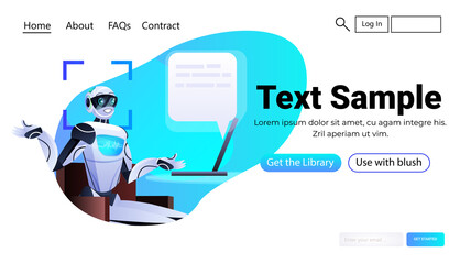Poster - robot chatbot assistant with speech bubble detection and identification facial recognition system artificial intelligence