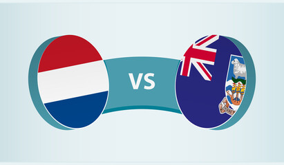 Sticker - Netherlands versus Falkland Islands, team sports competition concept.