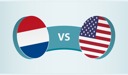 Sticker - Netherlands versus USA, team sports competition concept.